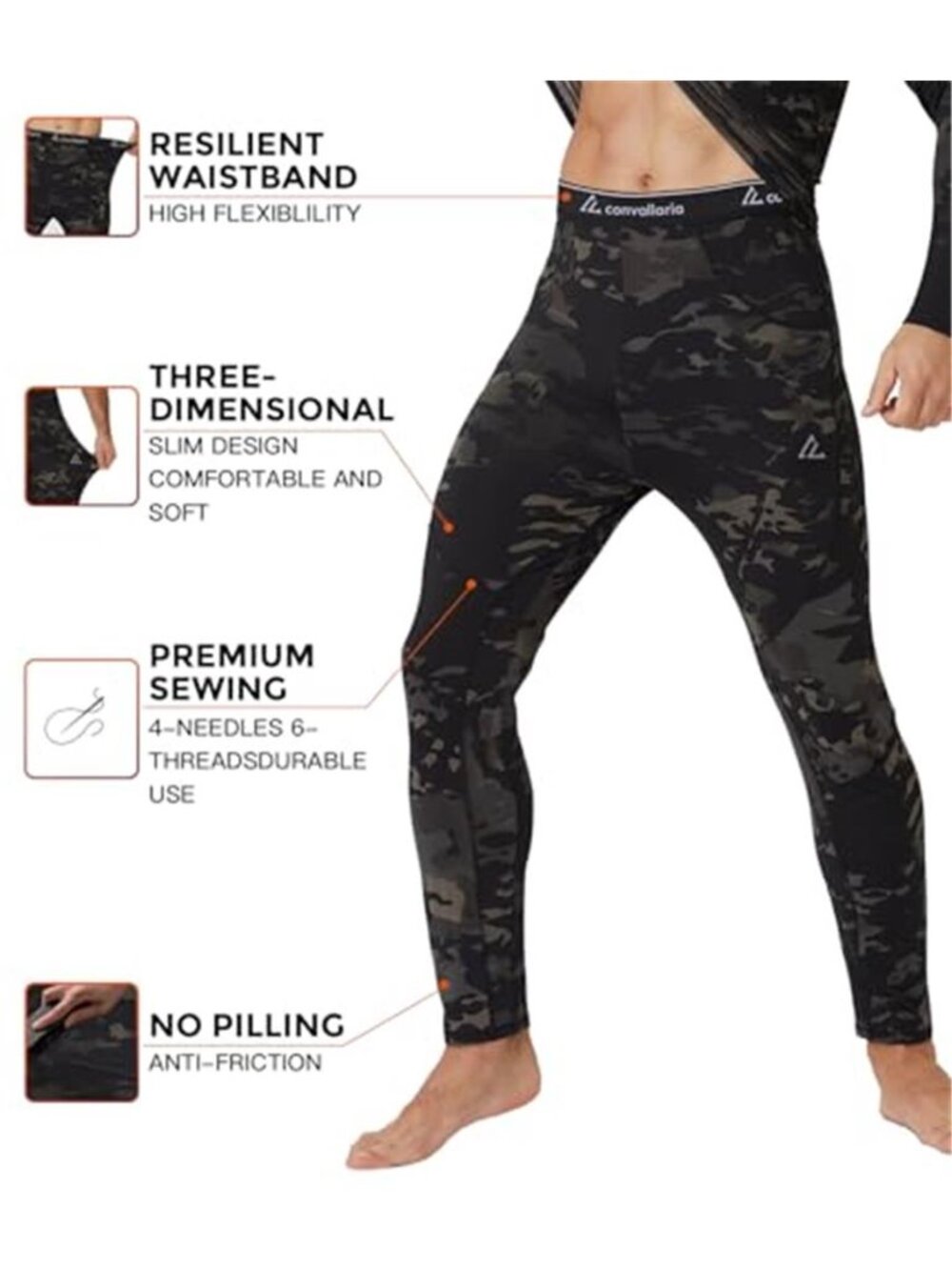 Men's Thermal Underwear Long Johns Set Cold Weather Hunting Base Layer - Picture 3 of 6